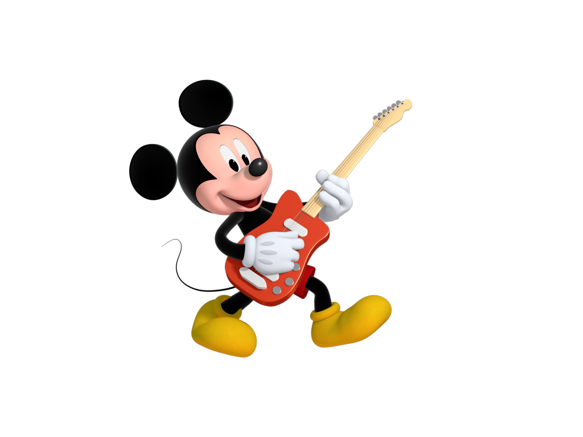 Mickey Mouse playing the electric guitar